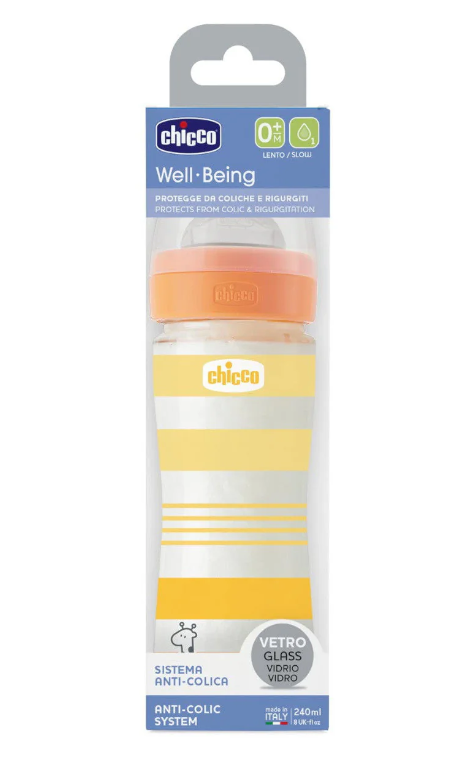 CHICCO - WELL BEING Γυάλινο Μπιμπερό ΘΣ 0m+ (Unisex) - 240ml